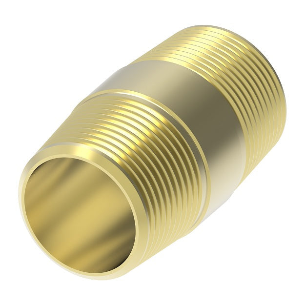 3326X2Z by Danfoss | Pipe Adapter | Close Nipple (with Sealant) | 1/8" Male NPTF x 1/8" Male NPTF | Brass