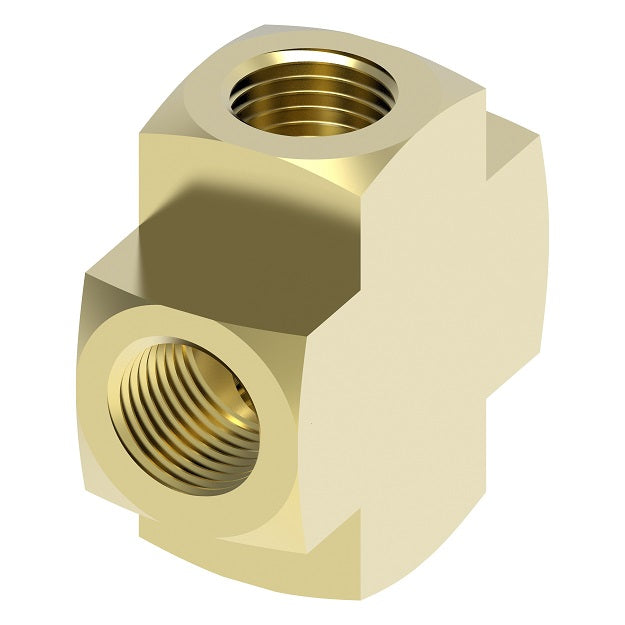 3950X8 by Danfoss | Pipe Adapter | Cross | 1/2" Female NPTF x 1/2" Female NPTF x 1/2" Female NPTF x 1/2" Female NPTF | Brass