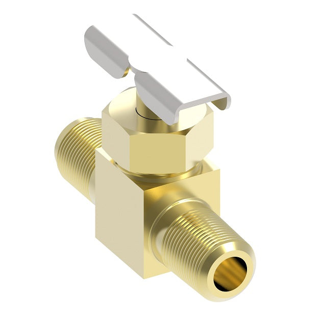 700 by Danfoss | Needle Valve | SAE 45° Flare Straightway | 3/8" Male SAE 45° Flare x 1/4" Male NPTF | Brass