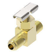 700 by Danfoss | Needle Valve | SAE 45° Flare Straightway | 3/8" Male SAE 45° Flare x 1/4" Male NPTF | Brass
