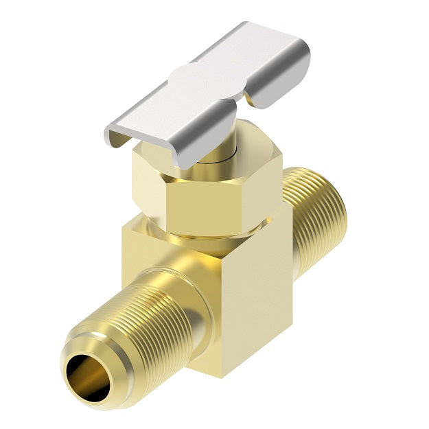 700 by Danfoss | Needle Valve | SAE 45° Flare Straightway | 3/8" Male SAE 45° Flare x 1/4" Male NPTF | Brass
