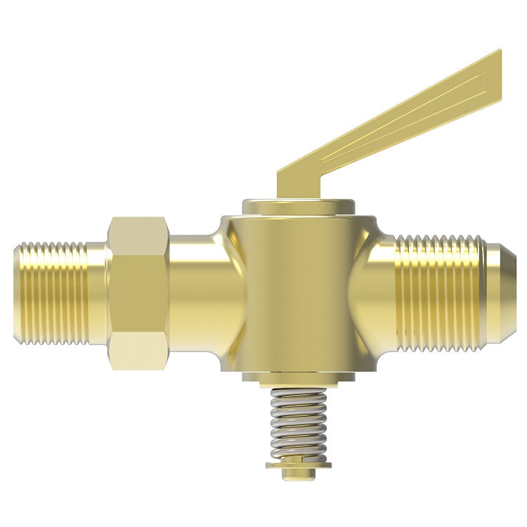 537 by Danfoss | Ground Plug Drain | SAE 45° Flare Straightway | 1/4" Male SAE 45° Flare x 1/8" Male MPT | Brass