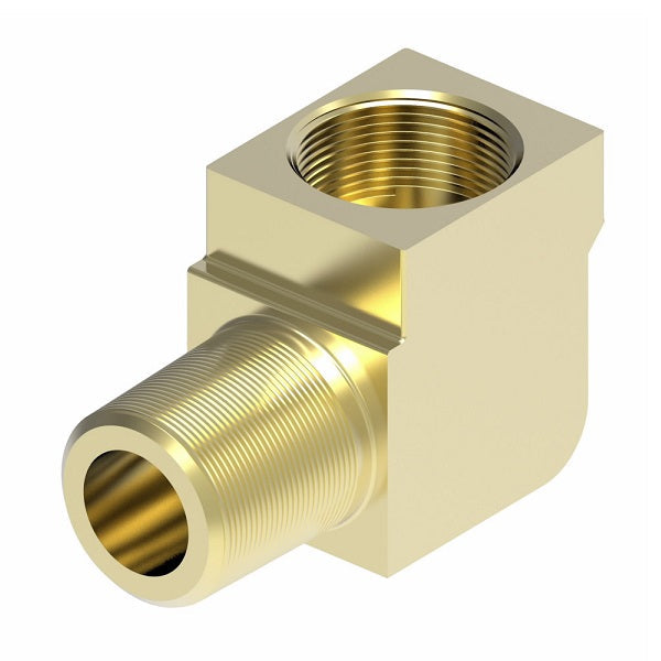 6400X4 by Danfoss | Threaded Sleeve Adapter | Male Connector 90° Elbow | 1/4" Tube OD x 1/8" Male Pipe | Brass