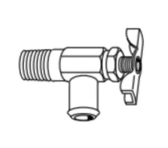 6660 by Danfoss | Drain Cock | Angle Bib Drain with Hose Barb | 90° Elbow | 1/4" Male NPTF | Brass