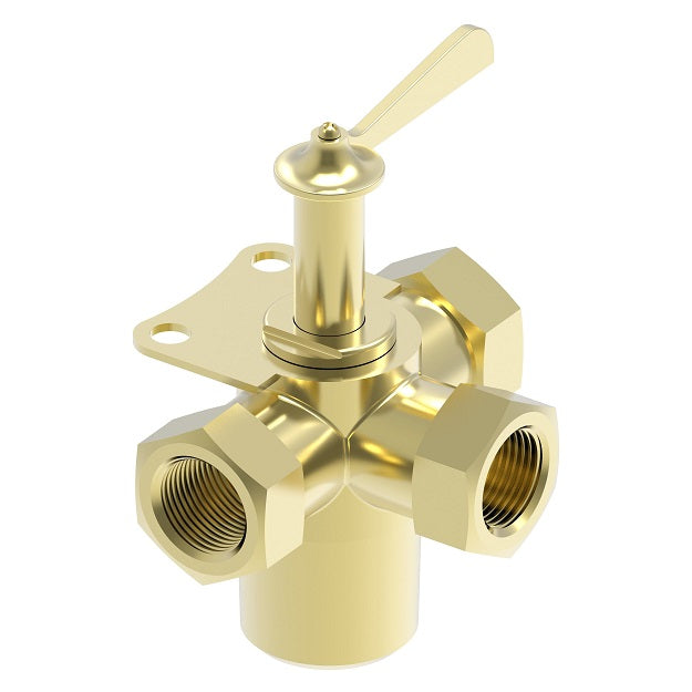 6709 by Danfoss | 3 Way Multiple Shut-Off | 3/8" Female NPTF x 3/8" Female NPTF x 3/8" Female NPTF | Brass