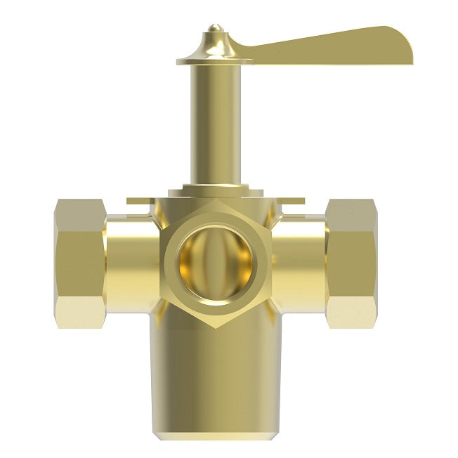 6749 by Danfoss | 3 Way Multiple Shut-Off | 1/4" Female NPTF x 1/4" Female NPTF x 1/4" Female NPTF | Brass