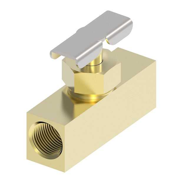 6805 by Danfoss | Needle Valve | Double Female Pipe | 1/4" Female NPTF x 1/4" Female NPTF | Brass