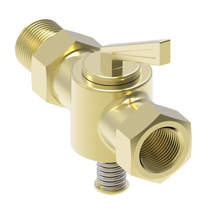 6824 by Danfoss | Ground Plug Drain | Male to Female Pipe | 1/8" Male NPTF x 1/8" Female NPTF | Brass