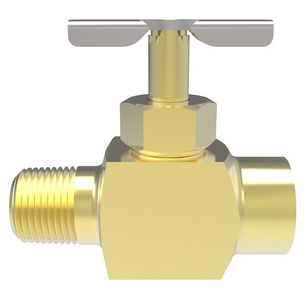 6825 by Danfoss | Needle Valve | Male to Female Pipe | 1/4" Female NPTF x 1/4" Male NPTF | Brass