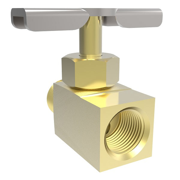 6820 by Danfoss | Needle Valve | Male to Female Pipe (Short Thread) | 1/8" Female NPTF x 1/8" Male NPTF | Brass