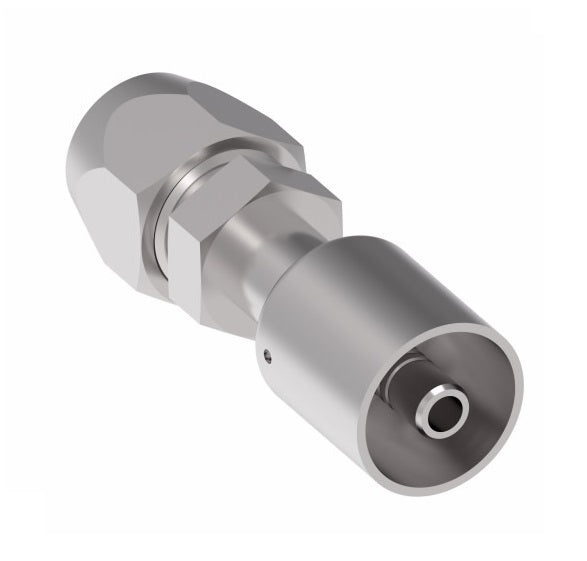 75708E-756 Weatherhead by Danfoss | 757 'E' Series | Male Rigid Compression (with Nut and Sleeve) Crimp Fitting | -06 Compression x -08 Hose Barb | Steel