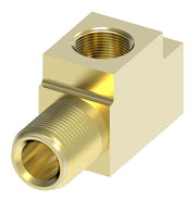 7914 by Danfoss | Hydraulic Brake Towed Trailer Brake Tee Adapter | 3/16" (7/16-24) Female Inverted x 3/16" (3/8-24) Female Inverted x 1/4" (7/16-24) Male Inverted | Brass