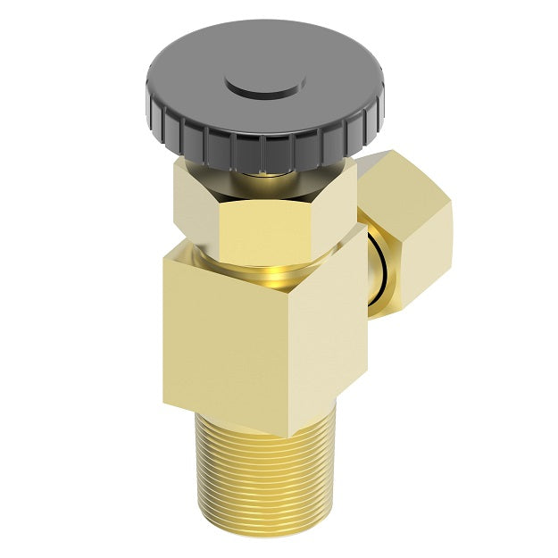 A6860P by Danfoss | Needle Valve | Polyline Angle | 90° Elbow | 3/8" Tube OD x 1/4" Male NPTF | Brass