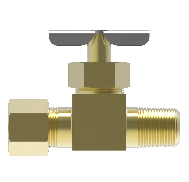 A6755 by Danfoss | Needle Valve | Compression Straightway | 5/16" Tube OD x 1/4" Male NPTF | Brass