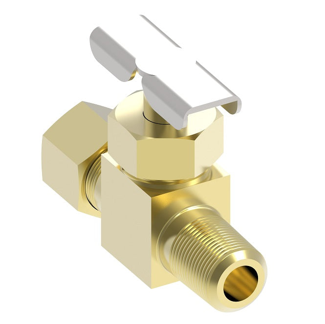 A6760 by Danfoss | Needle Valve | Compression Straightway | 3/8" Tube OD x 1/4" Male NPTF | Brass