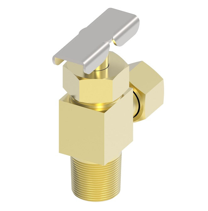 A6855 by Danfoss | Needle Valve | Compression Angle | 90° Elbow | 5/16" Tube OD x 1/4" Male NPTF | Brass