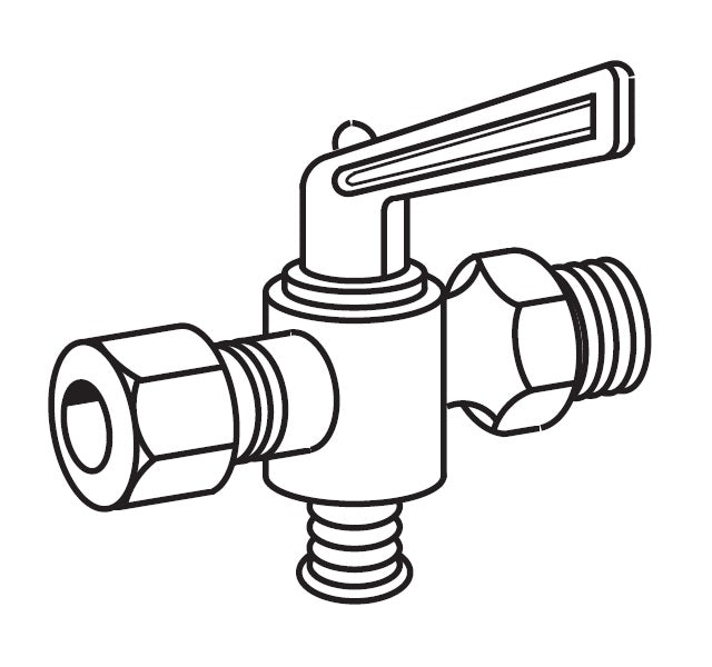 A6754 by Danfoss | Ground Plug Drain | Compression Straightway | 1/4" Tube OD x 1/4" Male Pipe | Brass