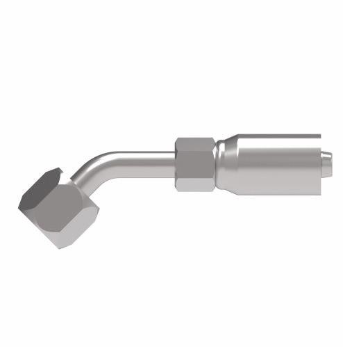 06E-686 Weatherhead by Danfoss | Everflex E Series | Female 37° JIC Swivel Tube 45° Elbow Crimp Fitting | -06 Female 37° JIC Swivel x -06 Hose Barb | Steel
