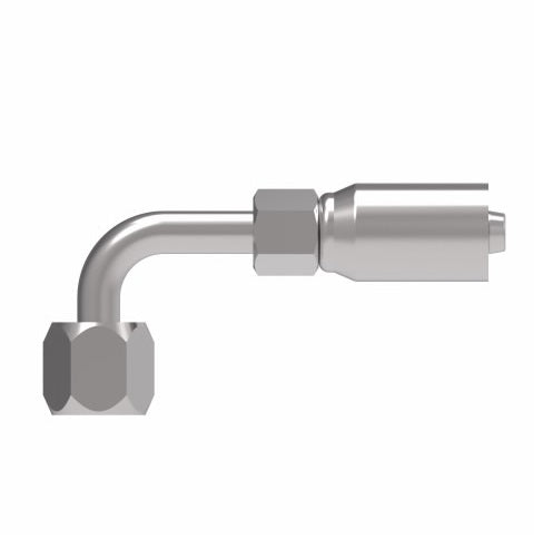 16E-676 Weatherhead by Danfoss | Everflex E Series | Female 37° JIC Swivel Tube 90° Elbow Crimp Fitting | -16 Female 37° JIC Swivel x -16 Hose Barb | Steel