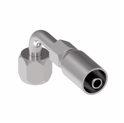 04E-665 Weatherhead by Danfoss | Everflex E Series | Female 37° JIC Swivel Tube 90° Elbow Crimp Fitting | -05 Female 37° JIC Swivel x -04 Hose Barb | Steel