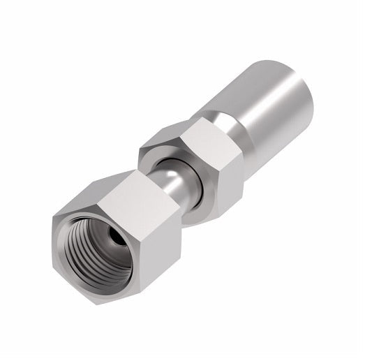 08E-S68 Weatherhead by Danfoss | Everflex E Series | Female ORS Swivel Crimp Fitting | -08 Female O-Ring Face Seal Swivel x -08 Hose Barb | Steel
