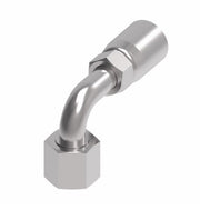 08E-A28 Weatherhead by Danfoss | Everflex E Series | Female ORS Swivel (Short Drop) 90° Elbow Crimp Fitting | -08 Female O-Ring Face Seal Swivel x -08 Hose Barb | Steel