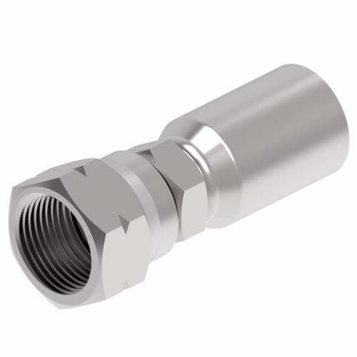 06E-406 Weatherhead by Danfoss | Everflex E Series | Female SAE 45° Swivel Crimp Fitting | -06 Female SAE 45° x -06 Hose Barb | Steel