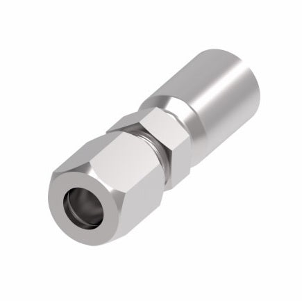 06E-756 Weatherhead by Danfoss | Everflex E Series | Flareless Tube Rigid Crimp Fitting | -06 Male Flareless Tube Rigid x -06 Hose Barb | Steel