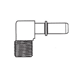 FF3960-01-0810B by Danfoss | Pipe Adapter | SAE J2044 Fitting 90° Elbow | -08 Male NPTF x -10 Hose Barb | Brass