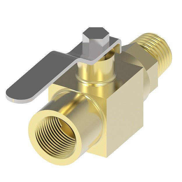 FF90590-04 by Danfoss | Mini Instrumentation 2-Way Ball Valve | 1/4" Male NPT x 1/4" Female NPT | Brass