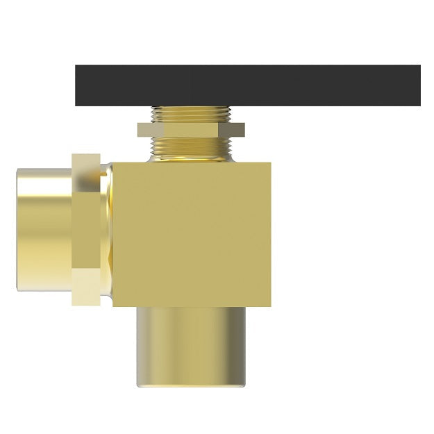 FF90595-02 by Danfoss | Instrumentation 2-Way Ball Valve | 90° Elbow | 1/8" Female NPT x 1/8" Female NPT | Brass