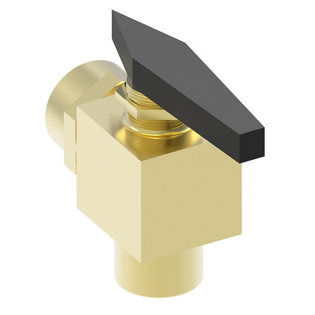 FF90595-02 by Danfoss | Instrumentation 2-Way Ball Valve | 90° Elbow | 1/8" Female NPT x 1/8" Female NPT | Brass