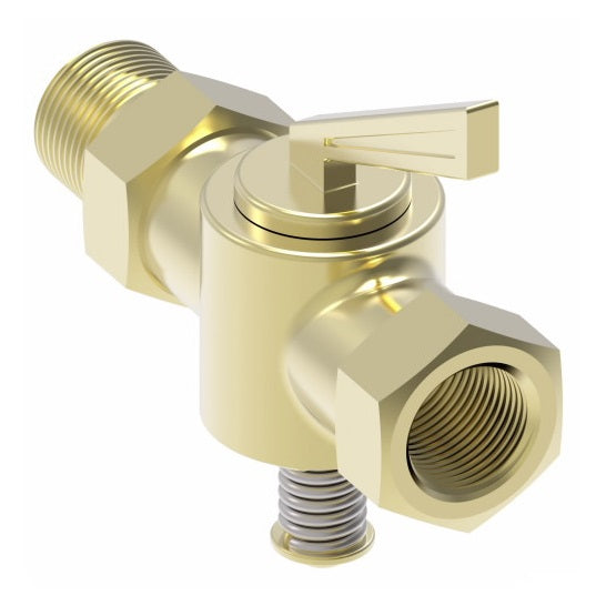 W20332 by Danfoss | Air Brake Adapter for Copper Tubing | Shut Off Valve | 1/4" Male Pipe x 1/4" Female Pipe | Brass