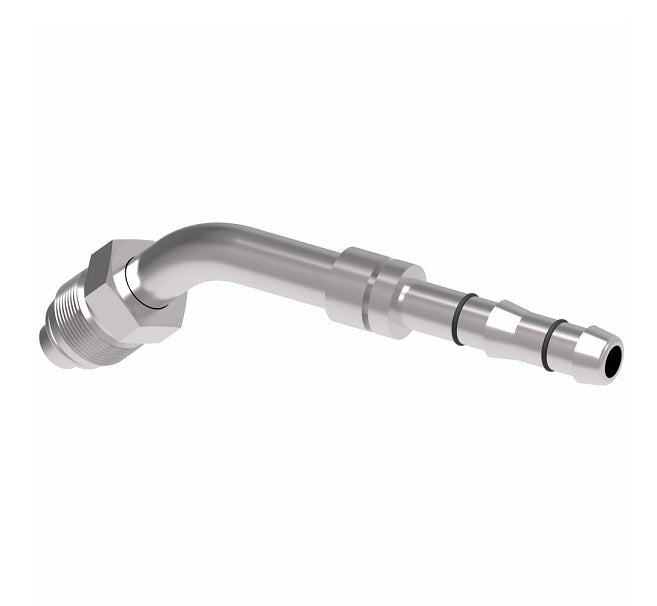 FJ3116-04-0608S E-Z Clip System by Danfoss | Male O-Ring 45° Elbow (Short Pilot) | A/C Refrigeration Fitting | -06 Male O-Ring Short Pilot x -08 Hose Barb | Steel