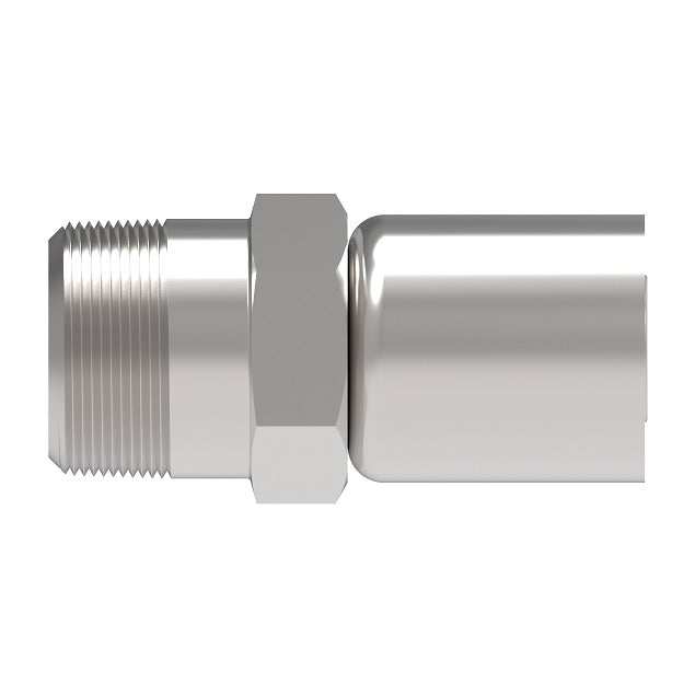 24-124-A by Danfoss | Conv-O-Crimp | Male Pipe Convoluted Hose Fitting | -24 Male Pipe x -24 Hose Barb | 316/304 Stainless Steel