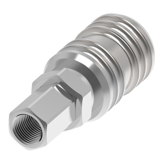 LL1000 Hansen® by Danfoss | Pneumatic Quick Disconnect Coupling | 1000 Series | 1/4" Female NPTF x 1/4" Body Size | Socket | NBR Seal | Stainless Steel