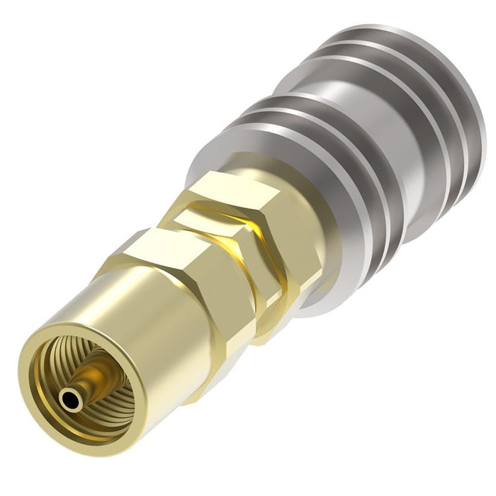 1SB3 Hansen® by Danfoss | Pneumatic Quick Disconnect Coupling | 1000 Series | Hose Crimp End | 1/2" Hose OD | 1/4" Hose ID x 1/4" Body Size | Socket | NBR Seal | Brass