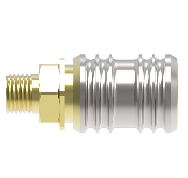 1300 Hansen® by Danfoss | Pneumatic Quick Disconnect Coupling | 1000 Series | 3/8" Male NPTF x 1/4" Body Size | Socket | NBR Seal | Brass