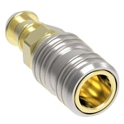 1600P Hansen® by Danfoss | Pneumatic Quick Disconnect Coupling | 1000 Series | Push-On Hose Barb End | 1/4" Hose ID x 1/4" Body Size | Socket | NBR Seal | Brass