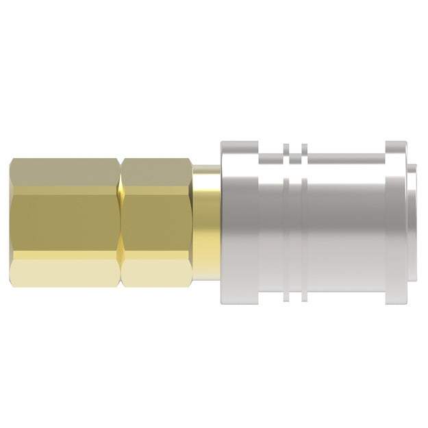 102E Hansen® by Danfoss | Pneumatic Quick Disconnect Coupling | 100 Series | 1/4" Female NPTF x 1/4" Body Size | Socket | Buna-N Seal | Brass