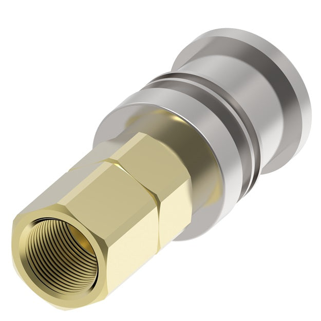 102E Hansen® by Danfoss | Pneumatic Quick Disconnect Coupling | 100 Series | 1/4" Female NPTF x 1/4" Body Size | Socket | Buna-N Seal | Brass