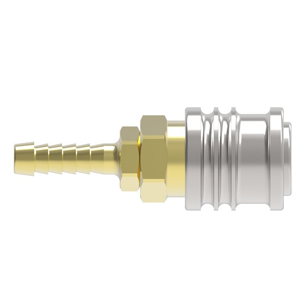 1G10E Hansen® by Danfoss | Pneumatic Quick Disconnect Coupling | 100 Series | Hose Barb End | 1/4" Hose ID x 1/4" Body Size | Plug | Brass
