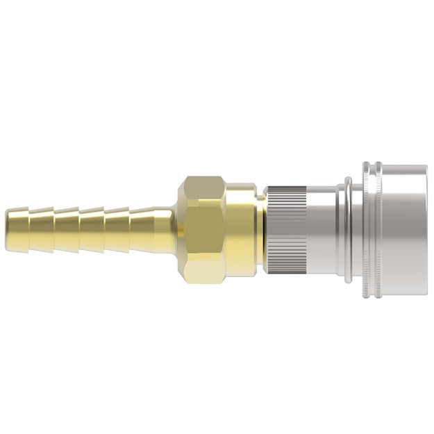 112E Hansen® by Danfoss | Pneumatic Quick Disconnect Coupling | 100 Series | Hose Barb End | 3/8" Hose ID x 1/4" Body Size | Socket | Buna-N Seal | Brass