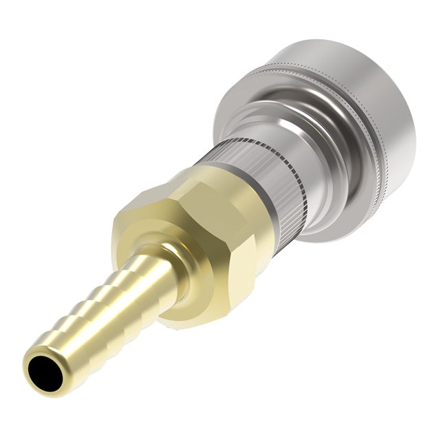 112E Hansen® by Danfoss | Pneumatic Quick Disconnect Coupling | 100 Series | Hose Barb End | 3/8" Hose ID x 1/4" Body Size | Socket | Buna-N Seal | Brass