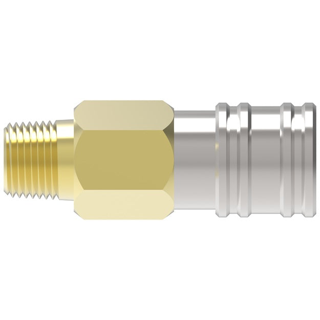 180 Hansen® by Danfoss | Pneumatic Quick Disconnect Coupling | 180/280 Series | 1/8" Male NPTF x 1/8" Body Size | Socket | Buna-N Seal | Brass