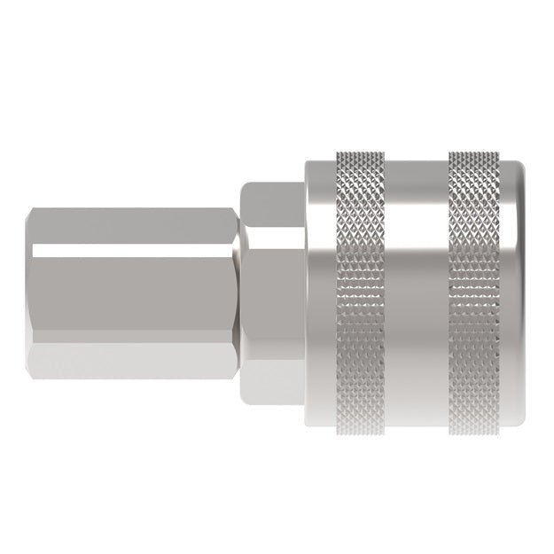 62210 Hansen® by Danfoss | Pneumatic Quick Disconnect Coupling | 210 Series | 1/4" Female NPTF x 1/4" Body Size | Socket | with Brass Valve | Buna-N Seal | Steel