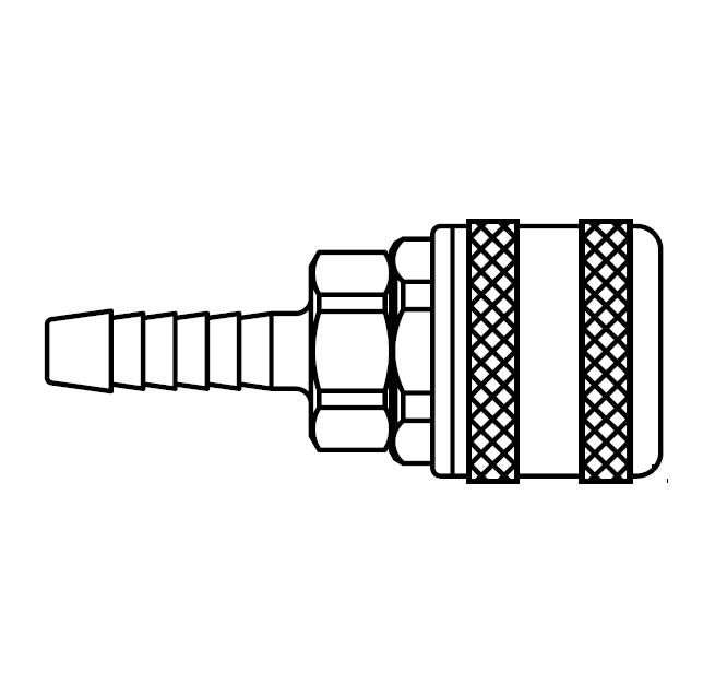 210215 Hansen® by Danfoss | Pneumatic Quick Disconnect Coupling | 210 Series | Hose Barb End | 3/8" Hose ID x 1/4" Body Size | Socket | Buna-N Seal | Steel