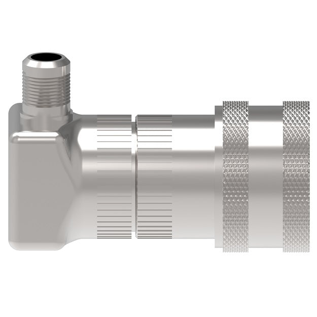 2HLLLRA720 Hansen® by Danfoss | Food & Beverage Quick Disconnect Coupling | 2HKGL Series | 90° Elbow | 7/16-20 Male UNF x 1/4" Body Size | Socket for Liquid | NBR Seal | Stainless Steel