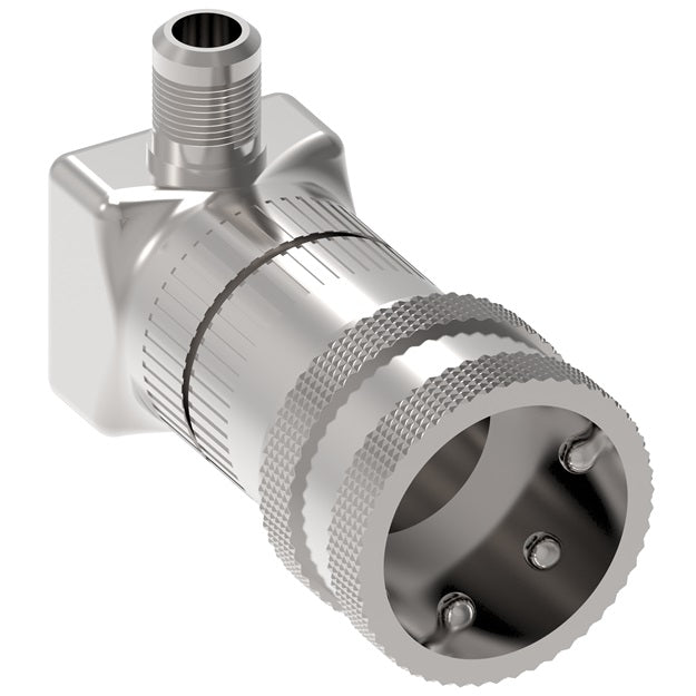 2HLLLRA720 Hansen® by Danfoss | Food & Beverage Quick Disconnect Coupling | 2HKGL Series | 90° Elbow | 7/16-20 Male UNF x 1/4" Body Size | Socket for Liquid | NBR Seal | Stainless Steel
