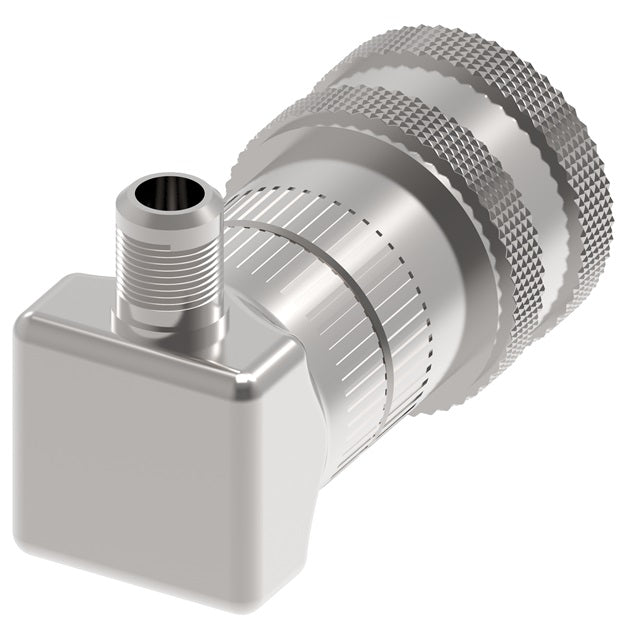 2HGLLRA720 Hansen® by Danfoss | Food & Beverage Quick Disconnect Coupling | 2HKGL Series | 90° Elbow | 7/16-20 Male UNF x 1/4" Body Size | Socket for Gas | NBR Seal | Stainless Steel